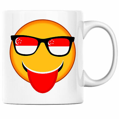 Smiling Sunglasses Emoji With Singapore Flag Pride Heritage Coffee Mug