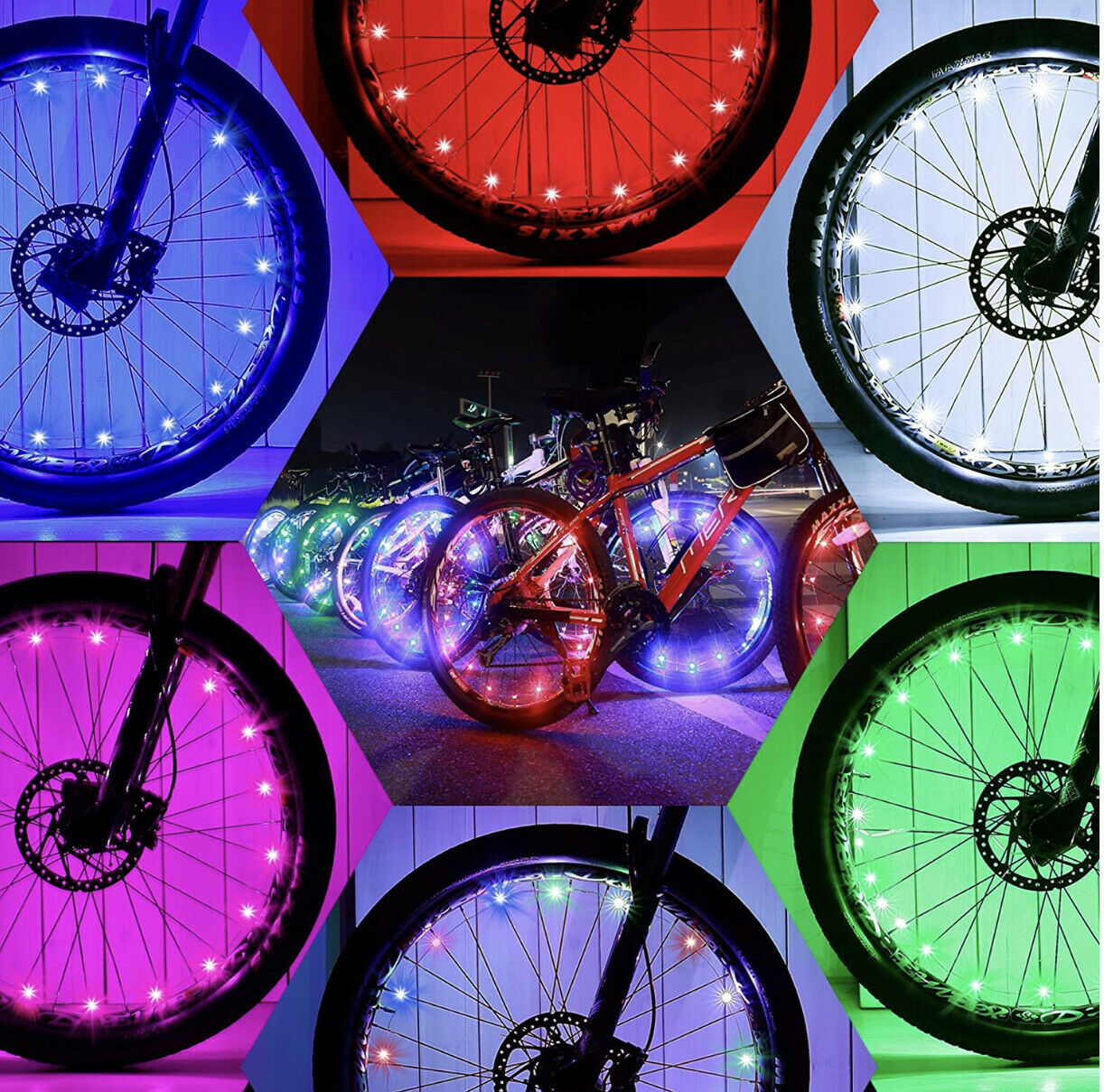 20 Led Bicycle Bike Cycling Rim Wheel Lights On Off Flash Spoke Light String