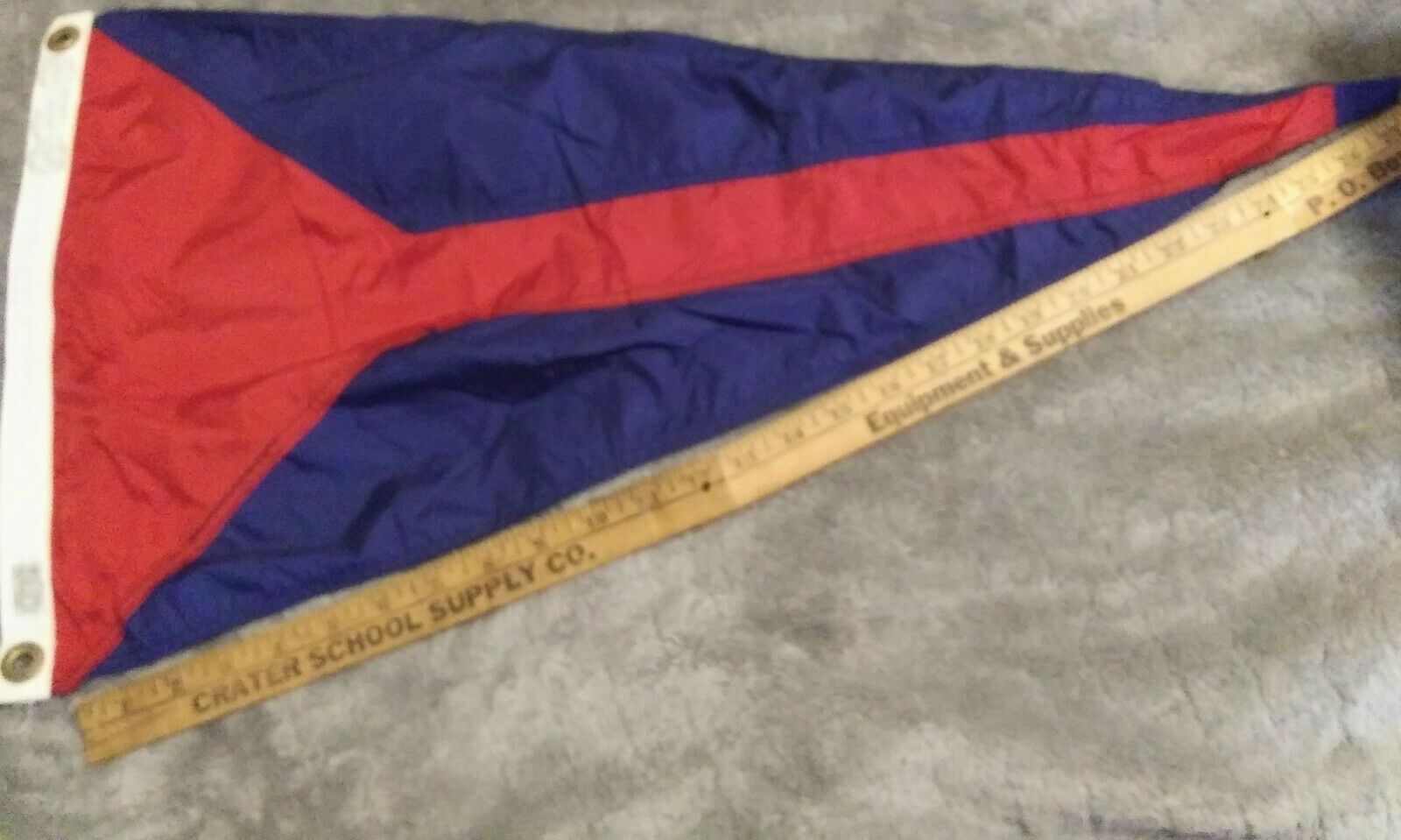 1950's Yacht Club Boat Ship Pennant Flag Burgee Red & Blue Larger Size Oregon
