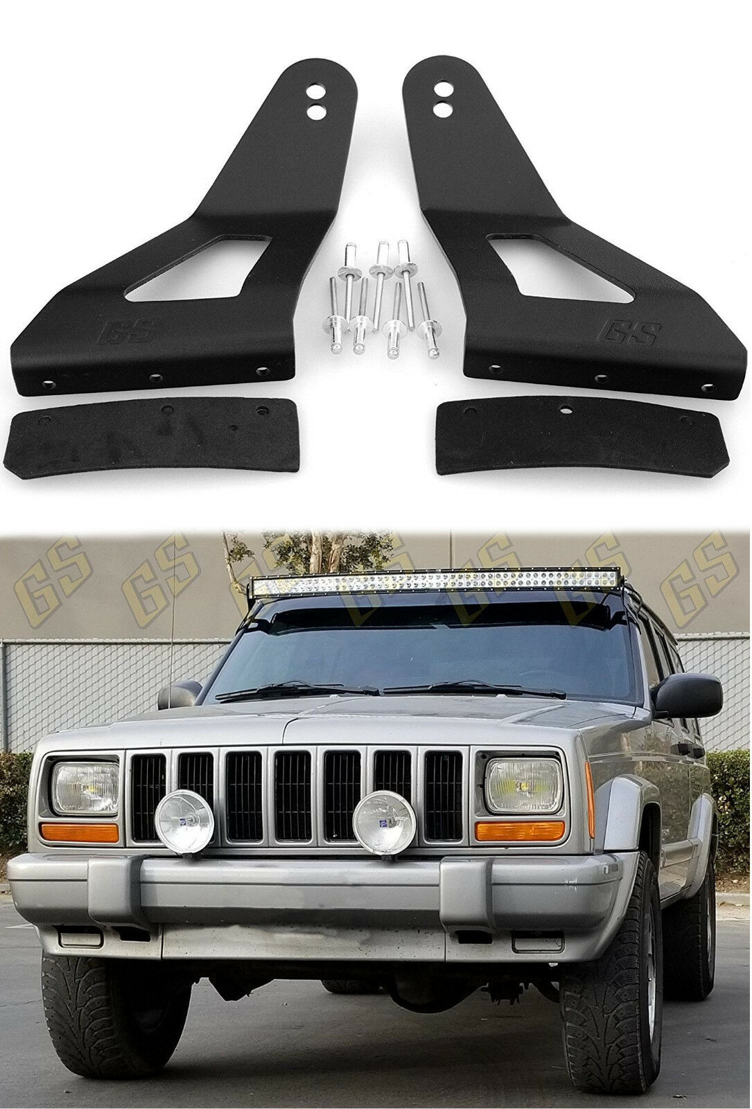 Led Light Bar Mounting Brackets 52" & 50" Curved For Jeep Cherokee Xj 1984-2001