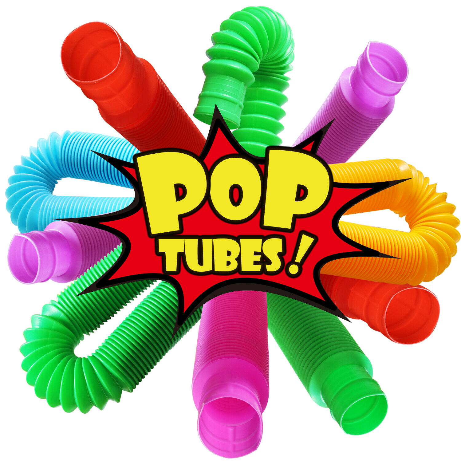 Novelty Place 6 Pack Pull & Pop Tube Sensory Fidget Toy For Kids And Adults