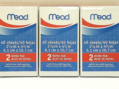 Mead 45210 Memo Book Refill Paper Pads For Mead 45890 Memo Book 3 Packs, 6 Pads